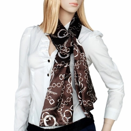Blancho Bedding Brando Chocolate Circle Chain Print Chic Super Comfy Silk Scarf/Wrap/Shawl(Small)