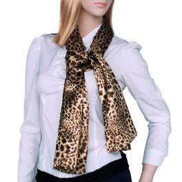Blancho Bedding Brando Coffee Elegant Stylish Leopard Design Natural Silk Scarf/Wrap/Shawl(Small)