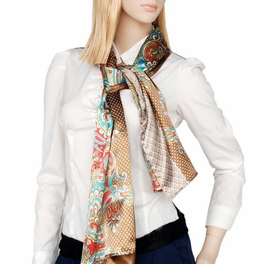 Blancho Bedding Brando Coffee Paisley & Multi-Pattern Fashion Graceful Soft Silk Scarf/Wrap/Shawl(Small)