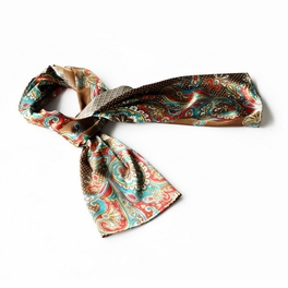 blancho bedding Brando Coffee Paisley & Multi-Pattern Fashion Graceful Soft Silk Scarf/Wrap/Shawl(Large)