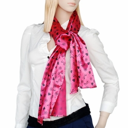 Blancho Bedding Brando Deep Pink Lovely BOW & Heart & Blosom Design Romantic Comfy Silk Scarf/Wrap/Shawl(Large)
