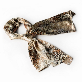 blancho bedding Brando Gold Flowing Leopard Design Elegant Exquisitely Soft Silk Scarf/Wrap/Shawl(Small)