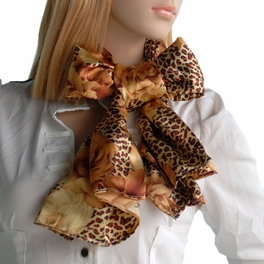 Blancho Bedding Brando Gold Leopard & Rose Floral Pattern Stylish Super Soft Silk Scarf/Wrap/Shawl(Large)