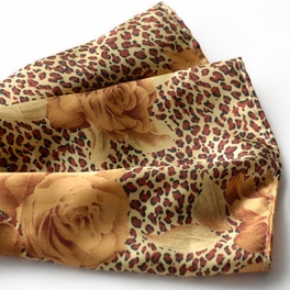 Blancho Bedding Brando Gold Leopard & Rose Floral Pattern Stylish Super Soft Silk Scarf/Wrap/Shawl(Small)
