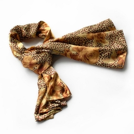 blancho bedding Brando Gold Leopard & Rose Floral Pattern Stylish super soft Silk Scarf/Wrap/Shawl(Large)