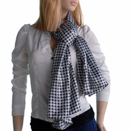 Blancho Bedding Brando Graceful Black & White Plover Design Silk Scarf/Wrap/Shawl(Small)