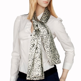 Blancho Bedding Brando Ivory Leopard Animal Print Elegant Exquisitely Soft Silk Scarf/Wrap/Shawl(Large)