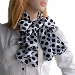 Blancho Bedding Brando Lovely Black Spots & White Base Design Super Soft Silk Scarf/Wrap/Shawl(Large)