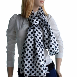 Blancho Bedding Brando Lovely Black Spots & White Base Design Super Soft Silk Scarf/Wrap/Shawl(Large)