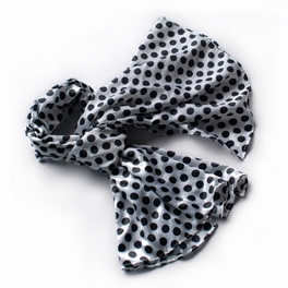 blancho bedding Brando Lovely Black Spots & White Base Design Super Soft Silk Scarf/Wrap/Shawl(Large)