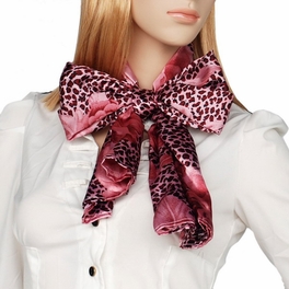 Blancho Bedding Brando Pink Leopard & Rose Floral Pattern Stylish Super Soft Silk Scarf/Wrap/Shawl(Large)
