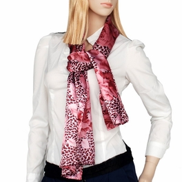 Blancho Bedding Brando Pink Leopard & Rose Floral Pattern Stylish Super Soft Silk Scarf/Wrap/Shawl(Large)
