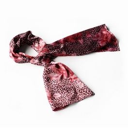 blancho bedding Brando Pink Leopard & Rose Floral Pattern Stylish super soft Silk Scarf/Wrap/Shawl(Small)
