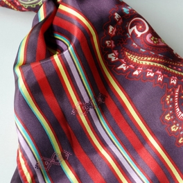 Blancho Bedding Brando Purple Chic Paisley & Stripes Design Fashion Soft Silk Scarf/Wrap/Shawl(Small)