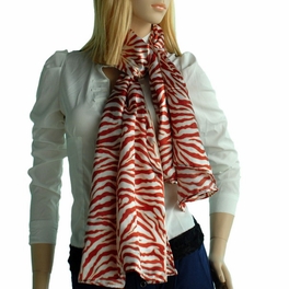 Blancho Bedding Brando Red Funky Zebra Animal Pattern Super Soft Silk Scarf/Wrap/Shawl(Small)