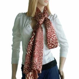 Blancho Bedding Brando Red & Ivory Distinctive Leopard Animal Print Fashion Soft Silk Scarf/Wrap/Shawl(Large)