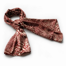 blancho bedding Brando Red & Ivory Distinctive Leopard Animal Print Fashion Soft Silk Scarf/Wrap/Shawl(Small)