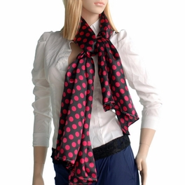 Blancho Bedding Brando Red Spots & Black Base Lovely Super Soft Silk Scarf/Wrap/Shawl(Large)