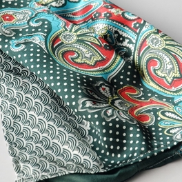 Blancho Bedding Brando Sega Green Paisley & Multi-Pattern Fashion Graceful Soft Silk Scarf/Wrap/Shawl(Small)