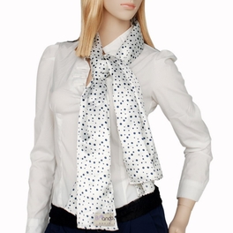 Blancho Bedding Brando White Background Little Black Dots Douce Extremely Soft Silk Scarf/Wrap/Shawl(Large)