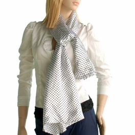 Blancho Bedding Brando White Background Small Cute Black Dot Design Soft Silk Scarf/Wrap/Shawl(Small)