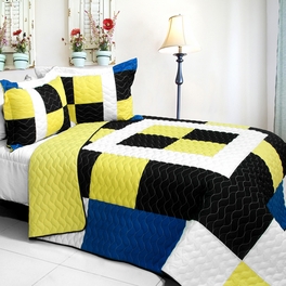 blancho bedding [Brave Heart] 3PC Vermicelli - Quilted Patchwork Quilt Set (Full/Queen Size)