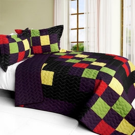 blancho bedding [Break Free Party] 3PC Vermicelli - Quilted Patchwork Quilt Set (Full/Queen Size)