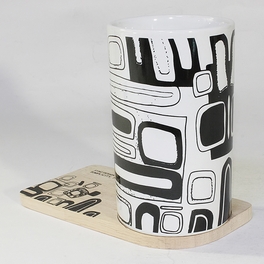 Blancho Bedding [Brick] Graphic Mug W/ Wood Coaster - No Handle (4.4 Inch Height)