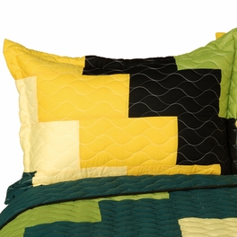 Blancho Bedding [Bridge Of Sighs] 3PC Vermicelli-Quilted Patchwork Quilt Set (Full/Queen Size)