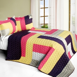 blancho bedding [Bright Spring Day] 3PC Vermicelli - Quilted Patchwork Quilt Set (Full/Queen Size)