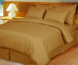 blancho bedding Bronze Damask Stripe Down Alternative 4-pc Comforter Set 100% Egyptian cotton 600 Thread count