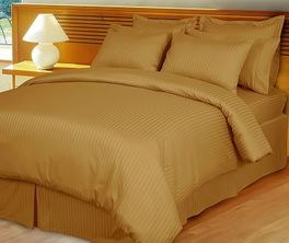 blancho bedding Bronze Damask Stripe Down Alternative 4-pc Comforter Set 100% Egyptian cotton 600 Thread count