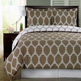 blancho bedding Brooksfield Taupe 100% Egyptian Cotton Duvet Cover Set Full/ Queen (3PC)
