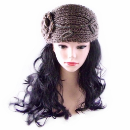 Blancho Bedding [Brown Floral] Women Winter/Autumn Decorative Woolen Headwear/Headband