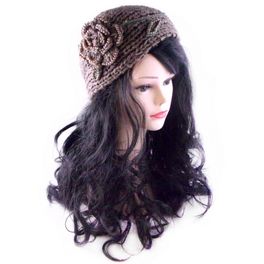 blancho bedding [Brown Floral] Women Winter/Autumn Decorative Woolen Headwear/Headband