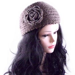 blancho bedding [BROWN] Rose Decorative Women Head Warp Crochet Winter/Autumn Headwear