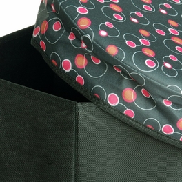 Blancho Bedding [Bubble - Black] Round Foldable Storage Ottoman / Storage Boxes / Storage Seat