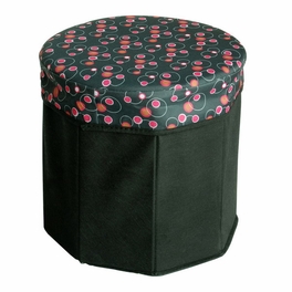 blancho bedding [Bubble - Black] Round Foldable Storage Ottoman / Storage Boxes / Storage Seat