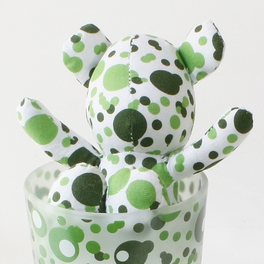 Blancho Bedding [Bubble Green] Stuffed Bear Glass Cup (6.3 Inch Height)