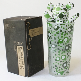 blancho bedding [Bubble Green] Stuffed Bear Glass Cup (6.3 inch height)