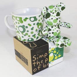 Blancho Bedding [Bubble Green] Stuffed Bear Mug (3.3 Inch Height)