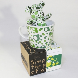 Blancho Bedding [Bubble Green] Stuffed Bear Mug (3.3 Inch Height)