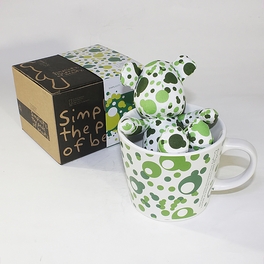blancho bedding [Bubble Green] Stuffed Bear Mug (3.3 inch height)