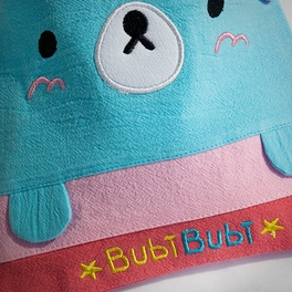 Blancho Bedding [Bubi Bear] Embroidered Applique Fabric Art Draw String Bag / Drawstring Pouch (6.7*8.5)