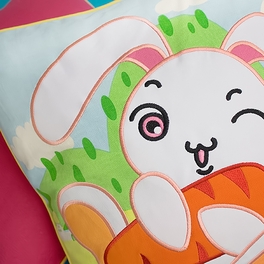 Blancho Bedding [Bunny & Carrot] Embroidered Applique Pillow Cushion / Floor Cushion (19.7 By 19.7 Inches)