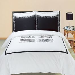 blancho bedding [Burbank Embroidered Printed Multi] 3PC Duvet covers Set (King/Cal-king)