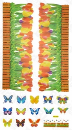 Blancho Bedding Butterfly & Flowering Shrubs - Wall Decals Stickers Appliques Home Decor
