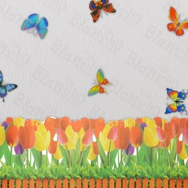 Blancho Bedding Butterfly & Flowering Shrubs - Wall Decals Stickers Appliques Home Decor