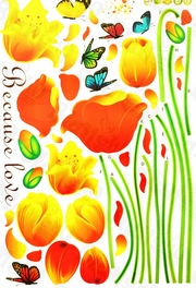 Blancho Bedding Butterfly's Love For Tulips - Wall Decals Stickers Appliques Home D¨¦cor