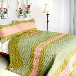 blancho bedding [By the Sea] 3PC Vermicelli-Quilted Patchwork Quilt Set (Full/Queen Size)
